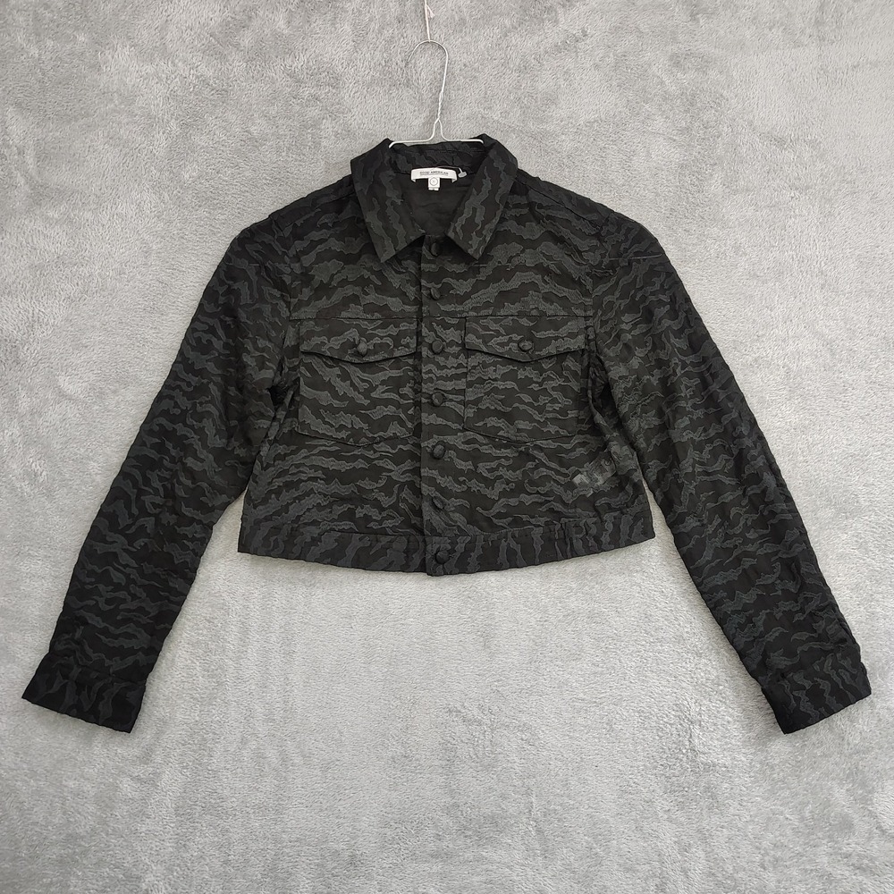 NEW Good American Sz 1Burnout Sheer Cropped Embroidered Jacket BADDIE Goth Vamp
